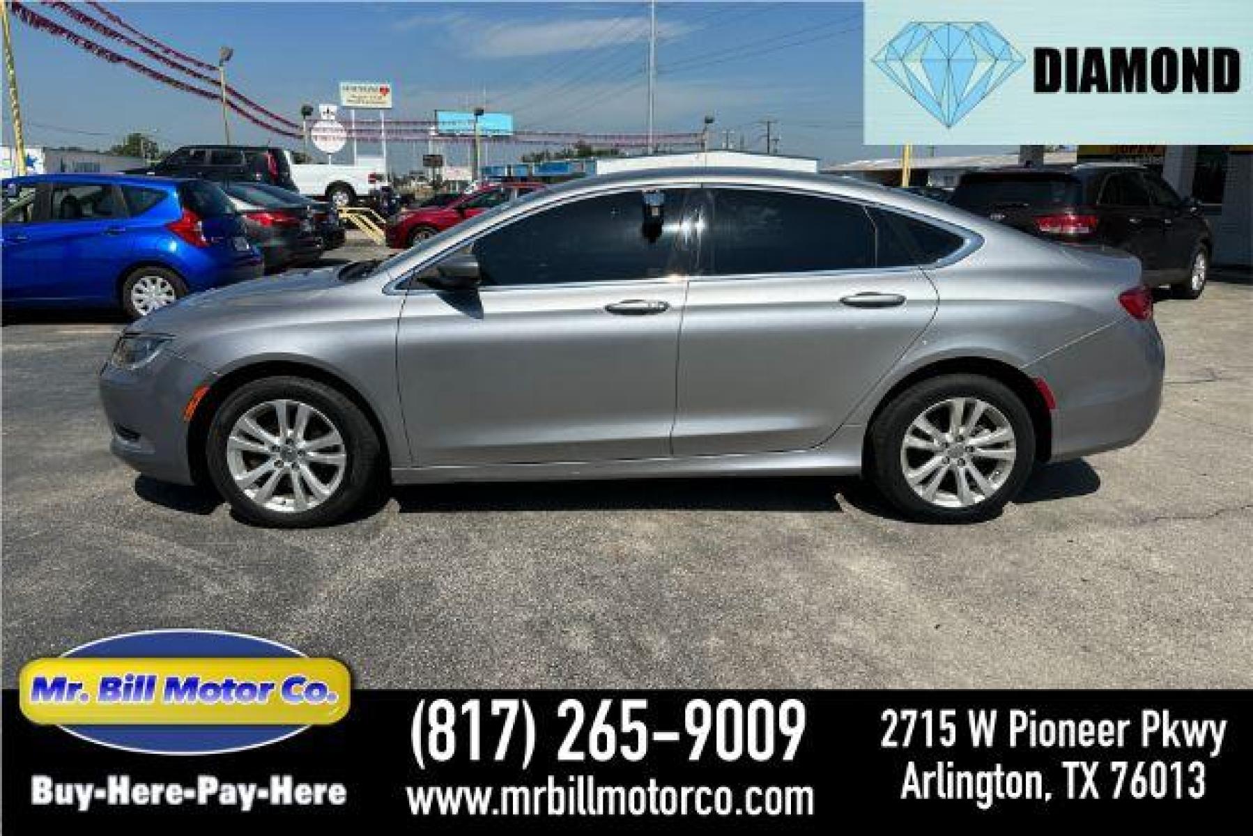 2015 SILVER Chrysler 200 Limited (1C3CCCAB2FN) with an 2.4L L4 DOHC 16V engine, 9-Speed Automatic transmission, located at 2715 W Pioneer Pkwy, Arlington, TX, 76013, (817) 265-9009, 32.710262, -97.153236 - Photo #0