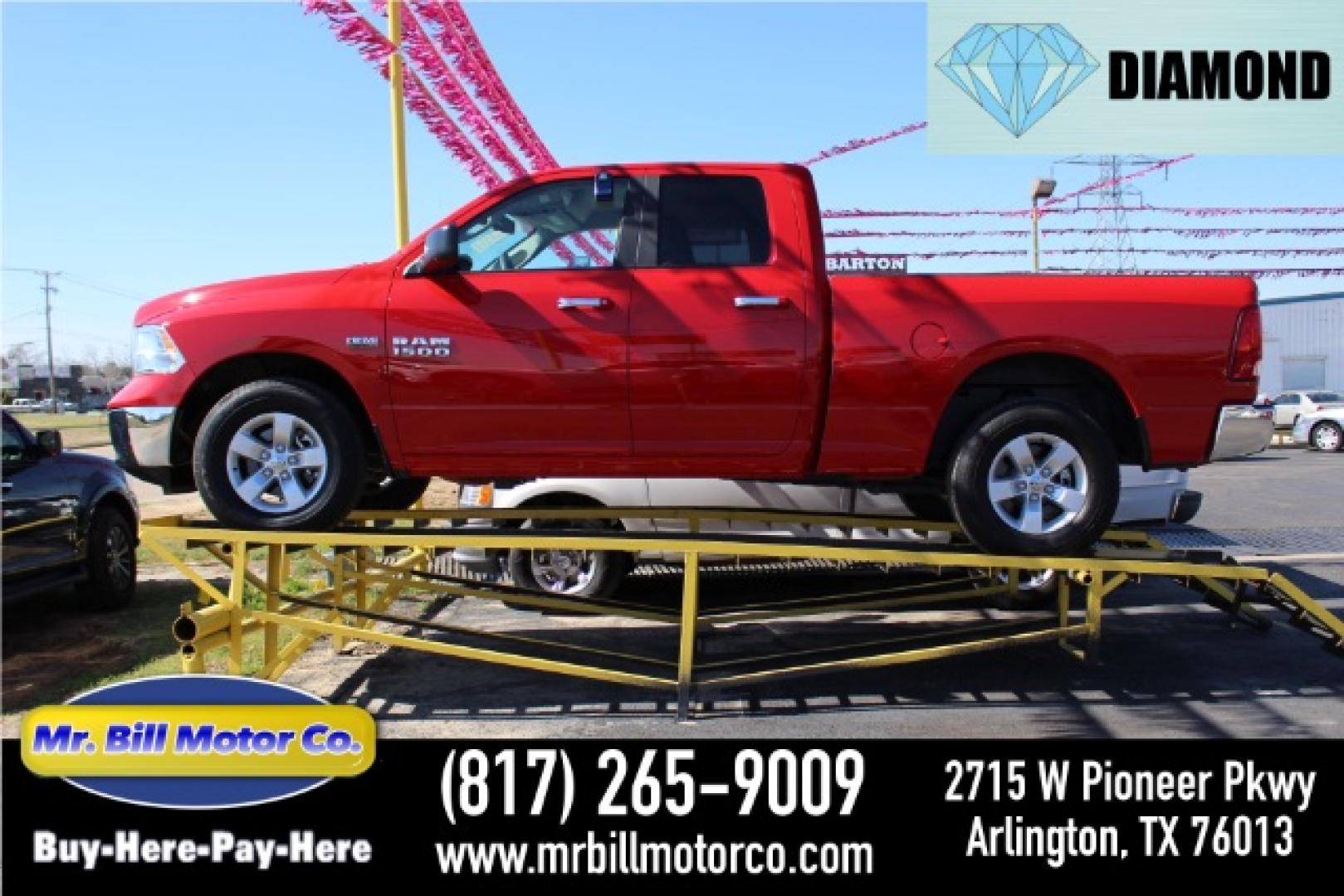 2014 Red RAM 1500 SLT Quad Cab 2WD (1C6RR6GT3ES) with an 5.7L V8 OHV 16V engine, 8-Speed Automatic transmission, located at 2715 W Pioneer Pkwy, Arlington, TX, 76013, (817) 265-9009, 32.710262, -97.153236- Photo#0