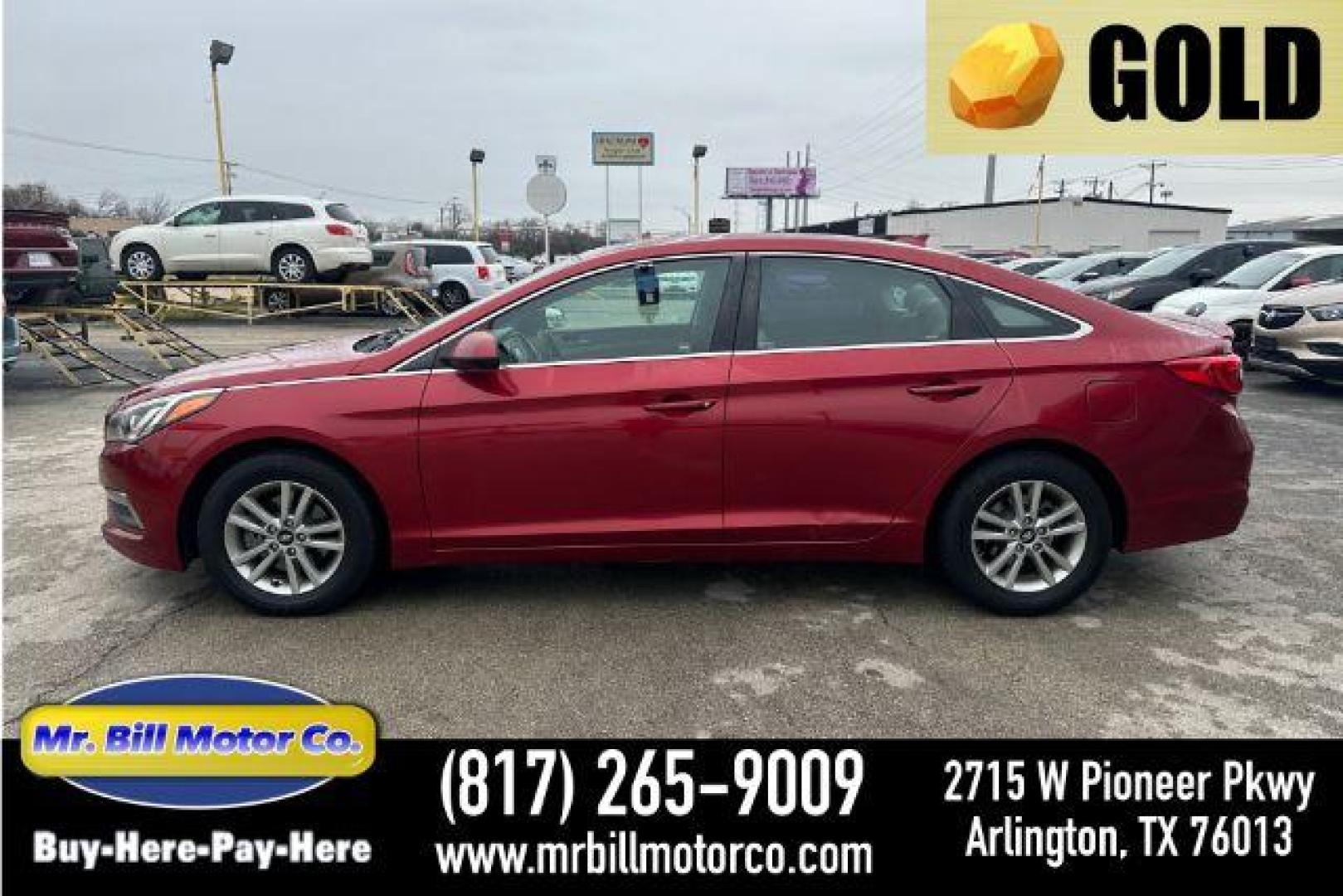 2015 Red Hyundai Sonata SE (5NPE24AF5FH) with an 2.4L L4 DOHC 16V engine, 7-Speed Automatic transmission, located at 2715 W Pioneer Pkwy, Arlington, TX, 76013, (817) 265-9009, 32.710262, -97.153236 - Photo#0