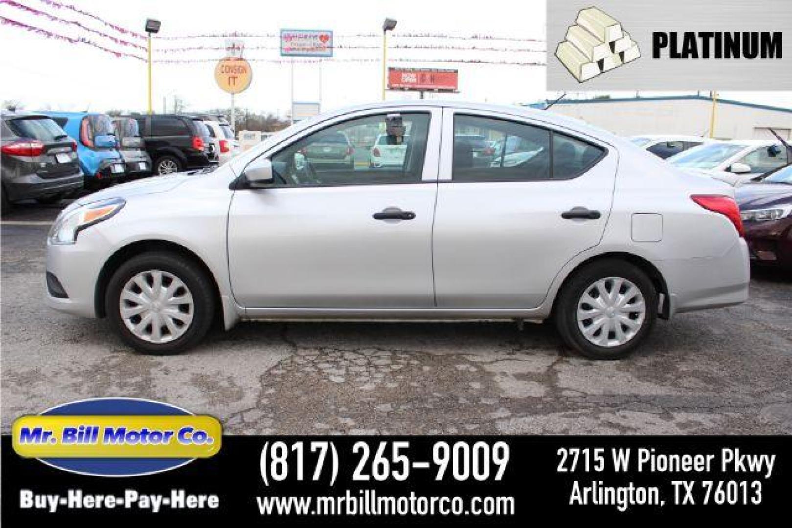 2017 Silver Nissan Versa 1.6 S Plus (3N1CN7AP6HL) with an 1.6L L4 DOHC 16V engine, Continuously Variabl transmission, located at 2715 W Pioneer Pkwy, Arlington, TX, 76013, (817) 265-9009, 32.710262, -97.153236 - Photo#0