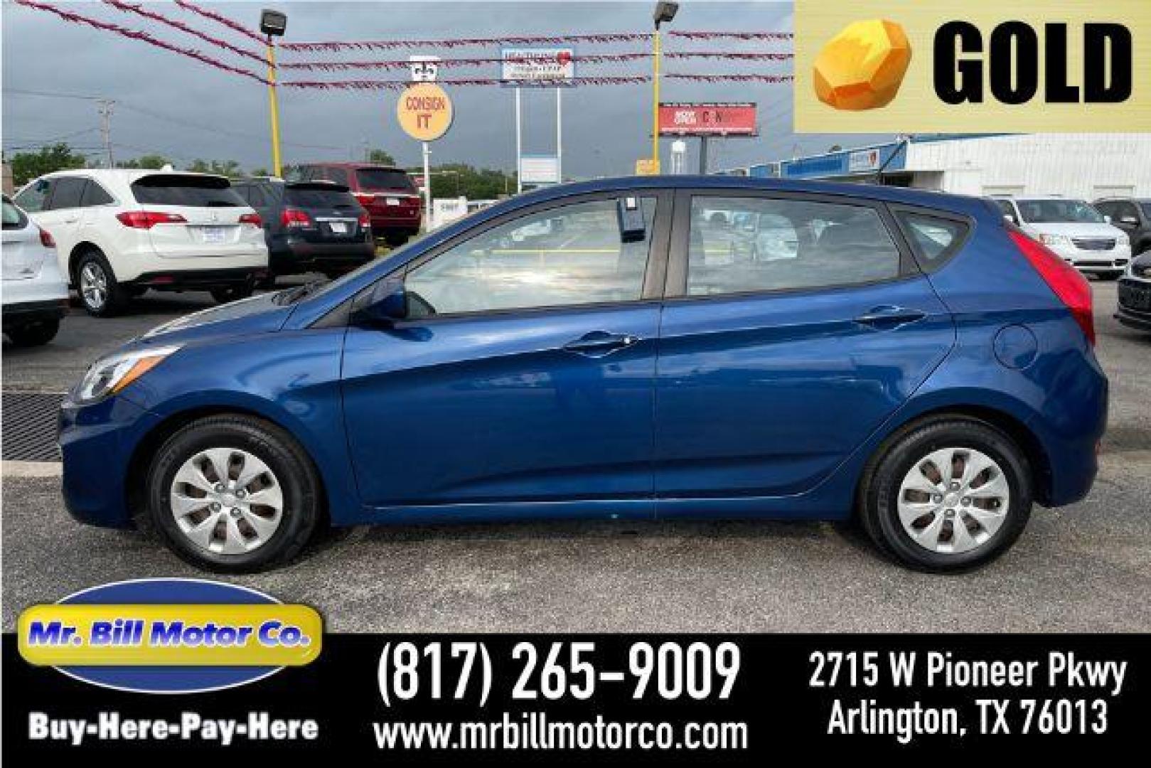 2016 BLUE Hyundai Accent SE 5-Door 6A (KMHCT5AE5GU) with an 1.6L L4 DOHC 16V engine, 6-Speed Automatic transmission, located at 2715 W Pioneer Pkwy, Arlington, TX, 76013, (817) 265-9009, 32.710262, -97.153236 - Photo#0