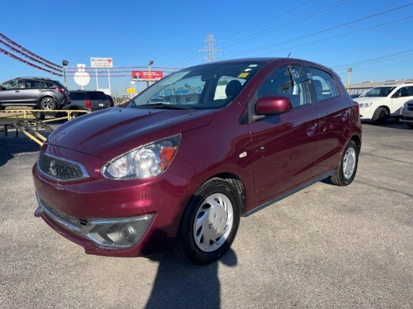 2018 MAROON Mitsubishi Mirage ES CVT (ML32A3HJ0JH) with an 1.2L L3 DOHC engine, Continuously Variabl transmission, located at 2715 W Pioneer Pkwy, Arlington, TX, 76013, (817) 265-9009, 32.710262, -97.153236- Photo#1