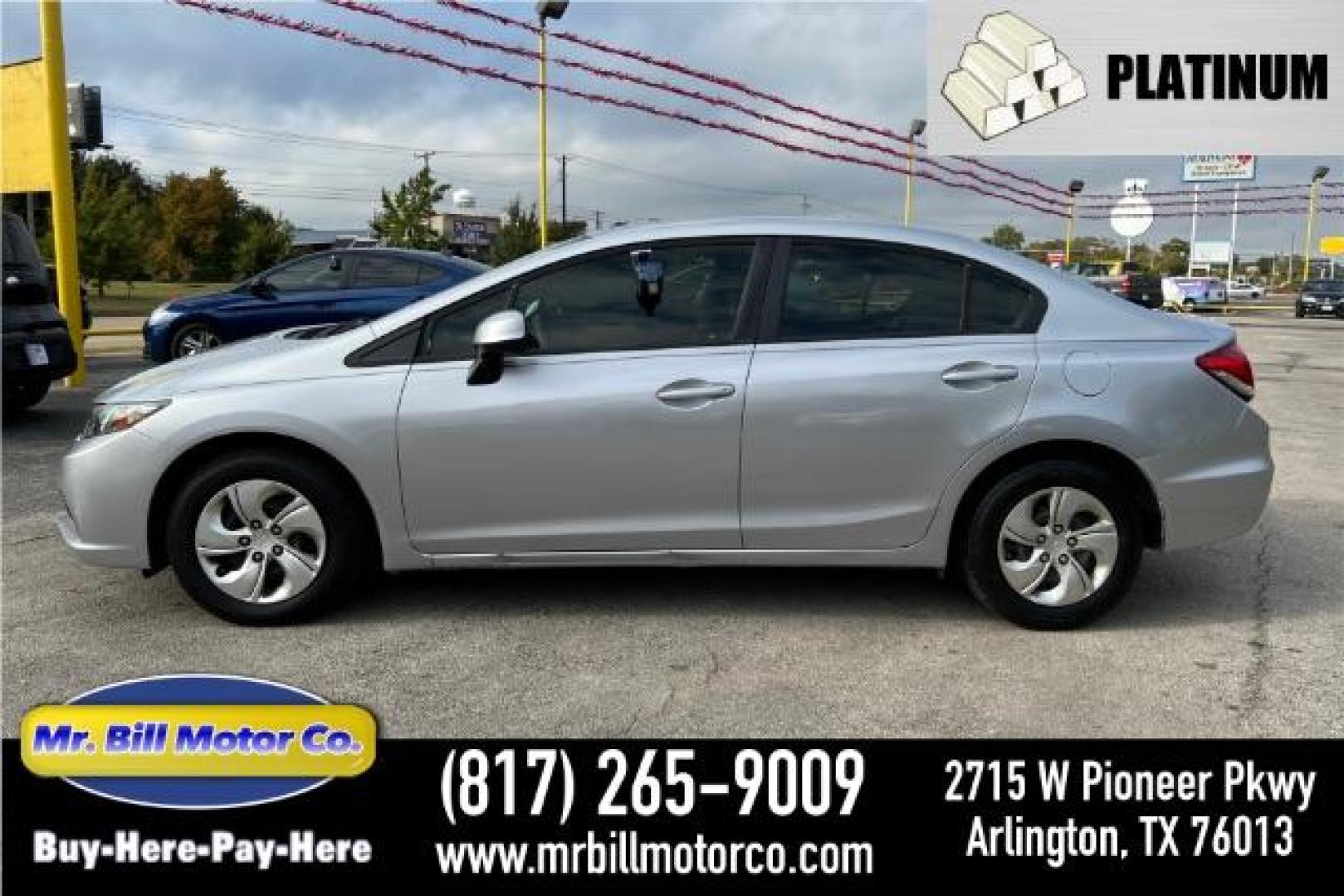 2013 SILVER Honda Civic LX Sedan 5-Speed AT (2HGFB2F59DH) with an 1.8L L4 SOHC 16V engine, 5-Speed Automatic transmission, located at 2715 W Pioneer Pkwy, Arlington, TX, 76013, (817) 265-9009, 32.710262, -97.153236 - Photo#0