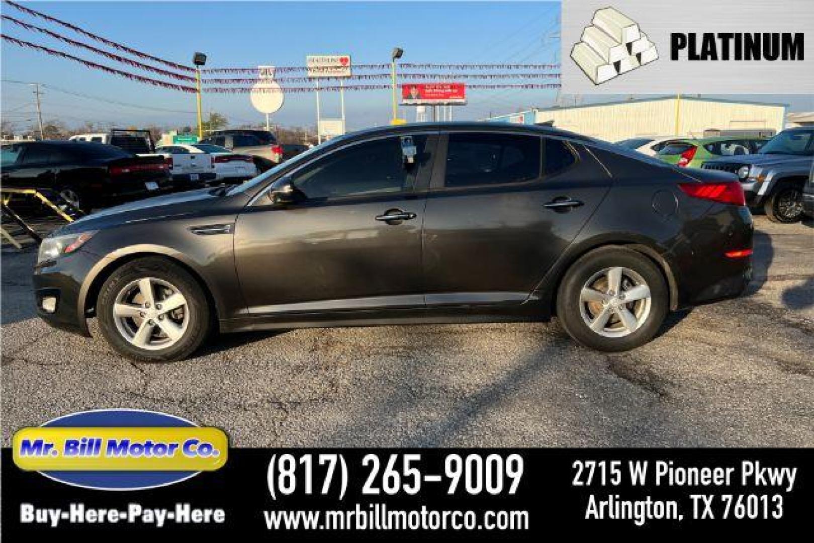 2014 GRAY Kia Optima LX (5XXGM4A76EG) with an 2.4L L4 DOHC 16V engine, 6-Speed Automatic transmission, located at 2715 W Pioneer Pkwy, Arlington, TX, 76013, (817) 265-9009, 32.710262, -97.153236 - Photo#0