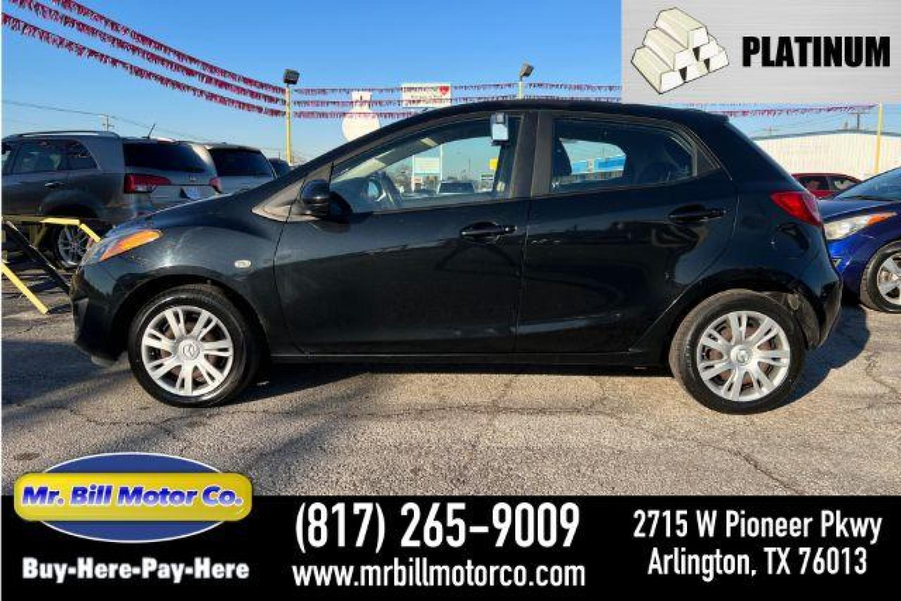 2014 BLACK Mazda MAZDA2 Sport AT (JM1DE1KZ9E0) with an 1.5L L4 DOHC 16V engine, 4-Speed Automatic transmission, located at 2715 W Pioneer Pkwy, Arlington, TX, 76013, (817) 265-9009, 32.710262, -97.153236 - Photo #0