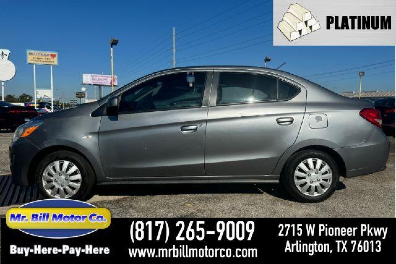 2020 Grey Mitsubishi Mirage G4 ES CVT (ML32F3FJ2LH) with an 1.2L L3 DOHC engine, Continuously Variabl transmission, located at 2715 W Pioneer Pkwy, Arlington, TX, 76013, (817) 265-9009, 32.710262, -97.153236 - Photo#0