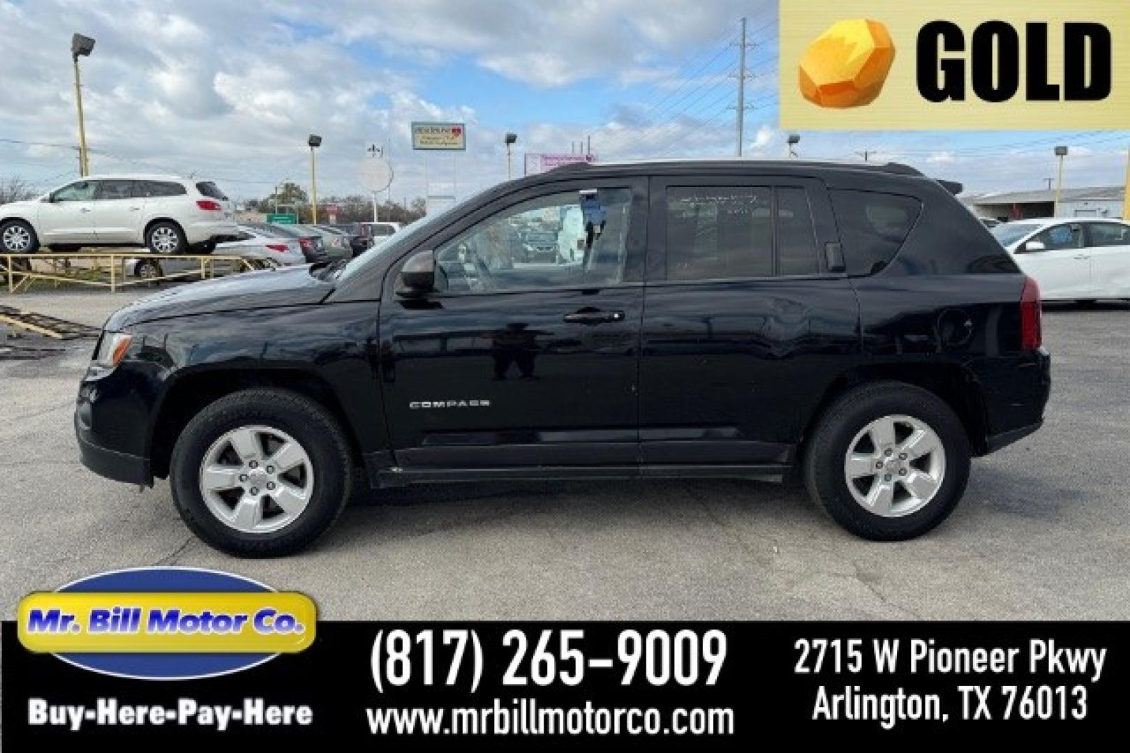 2014 BLACK Jeep Compass Sport FWD (1C4NJCBA3ED) with an 2.0L L4 DOHC 16V engine, located at 2715 W Pioneer Pkwy, Arlington, TX, 76013, (817) 265-9009, 32.710262, -97.153236- Photo#0