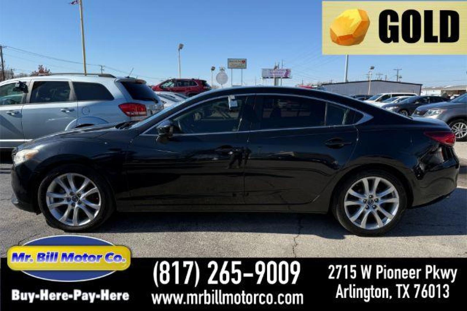 2015 BLACK Mazda Mazda6 i Touring (JM1GJ1V55F1) with an 2.5L L4 DOHC 16V engine, 5-Speed transmission, located at 2715 W Pioneer Pkwy, Arlington, TX, 76013, (817) 265-9009, 32.710262, -97.153236 - Photo#0