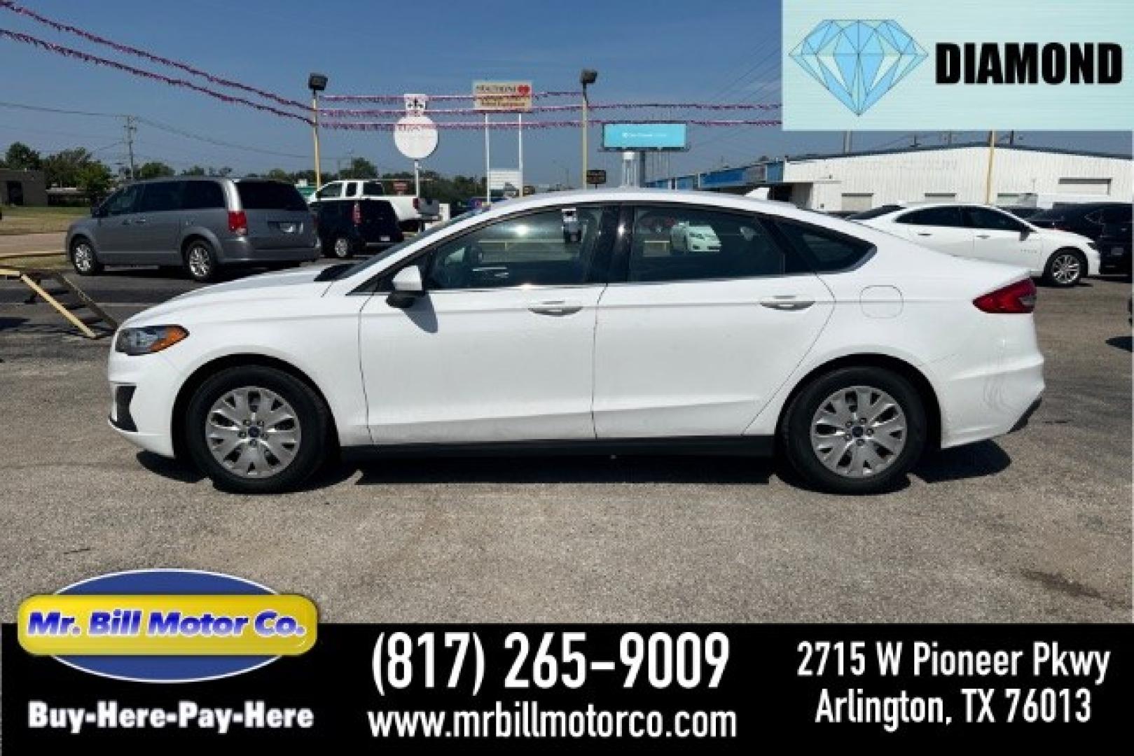 2020 WHITE Ford Fusion S (3FA6P0G75LR) with an 2.5L L4 DOHC 16V engine, 6-Speed Automatic transmission, located at 2715 W Pioneer Pkwy, Arlington, TX, 76013, (817) 265-9009, 32.710262, -97.153236- Photo#0