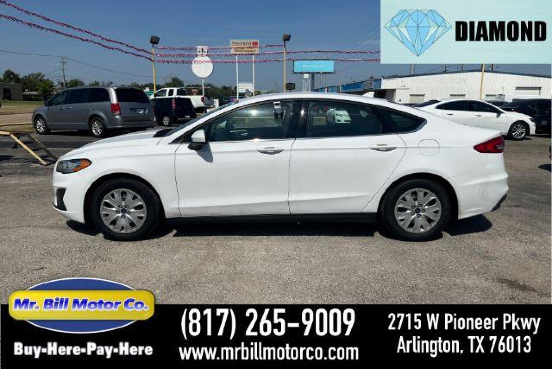 2020 WHITE Ford Fusion S (3FA6P0G75LR) with an 2.5L L4 DOHC 16V engine, 6-Speed Automatic transmission, located at 2715 W Pioneer Pkwy, Arlington, TX, 76013, (817) 265-9009, 32.710262, -97.153236 - Photo #0