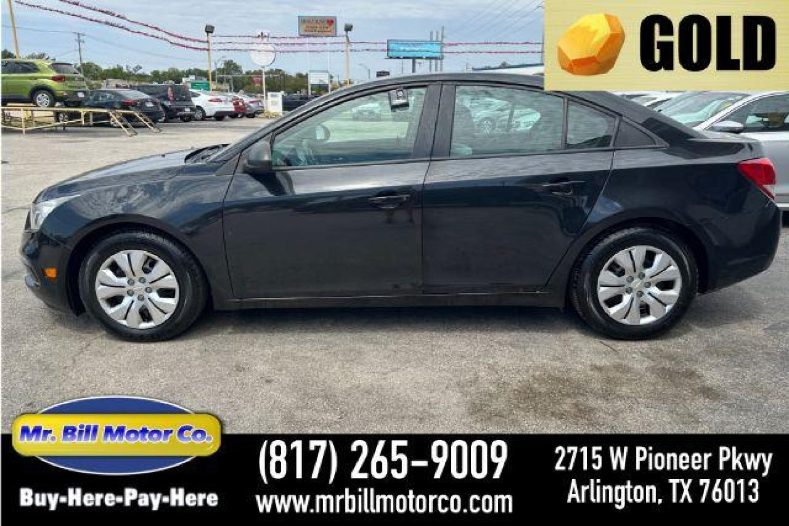 2015 BLACK Chevrolet Cruze LS Auto (1G1PA5SH7F7) with an 1.8L L4 DOHC 16V FFV engine, 6-Speed Automatic transmission, located at 2715 W Pioneer Pkwy, Arlington, TX, 76013, (817) 265-9009, 32.710262, -97.153236 - Photo#0