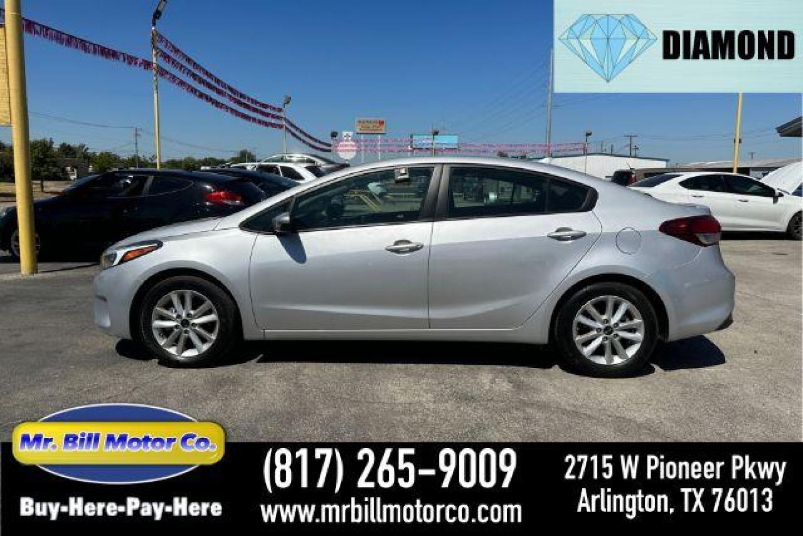2017 SILVER Kia Forte LX 6A (3KPFL4A72HE) with an 2.0L L4 DOHC 16V engine, 6-Speed Automatic transmission, located at 2715 W Pioneer Pkwy, Arlington, TX, 76013, (817) 265-9009, 32.710262, -97.153236 - Photo#0