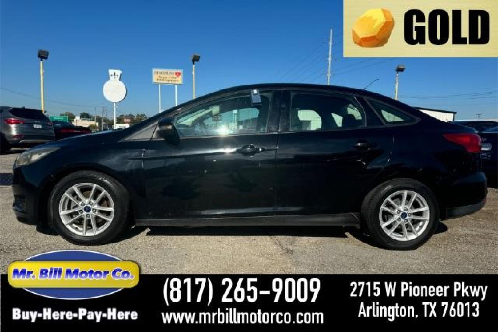 2017 BLACK Ford Focus SE Sedan (1FADP3F24HL) with an 2.0L L4 DOHC 16V engine, located at 2715 W Pioneer Pkwy, Arlington, TX, 76013, (817) 265-9009, 32.710262, -97.153236 - Photo#0
