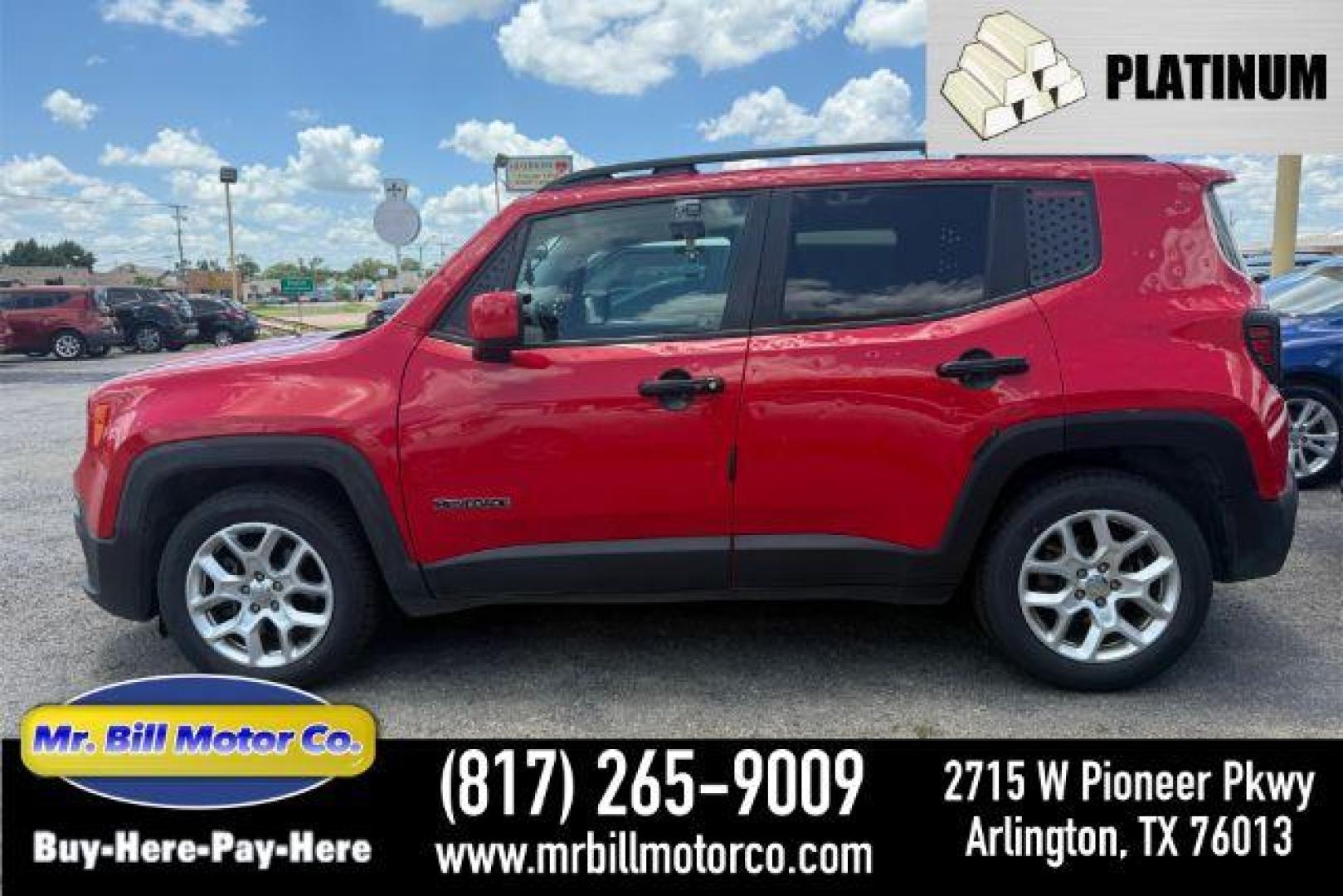 2017 Colorado Red Jeep Renegade Latitude FWD (ZACCJABB1HP) with an 2.4L L4 DOHC 16V engine, 6-Speed Manual transmission, located at 2715 W Pioneer Pkwy, Arlington, TX, 76013, (817) 265-9009, 32.710262, -97.153236 - Photo#0