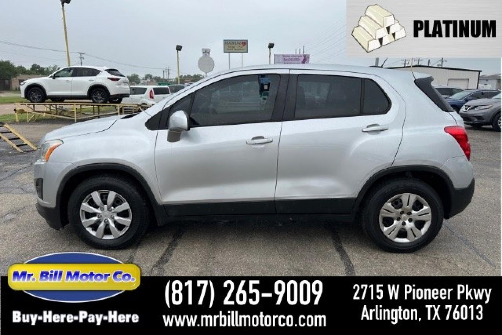 2016 SILVER Chevrolet Trax LS FWD (3GNCJKSB5GL) with an 1.4L L4 DOHC 16V engine, 6-Speed Automatic transmission, located at 2715 W Pioneer Pkwy, Arlington, TX, 76013, (817) 265-9009, 32.710262, -97.153236- Photo#0