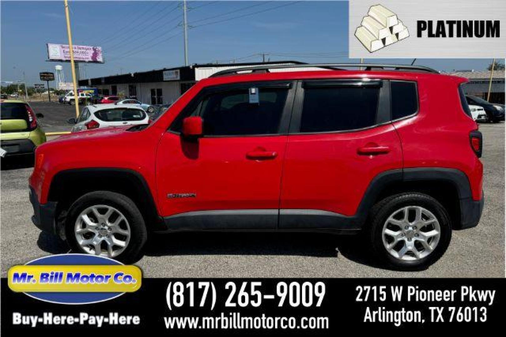 2016 RED Jeep Renegade Latitude 4WD (ZACCJBBT1GP) with an 2.4L L4 DOHC 16V engine, 6-Speed Manual transmission, located at 2715 W Pioneer Pkwy, Arlington, TX, 76013, (817) 265-9009, 32.710262, -97.153236 - Photo#0