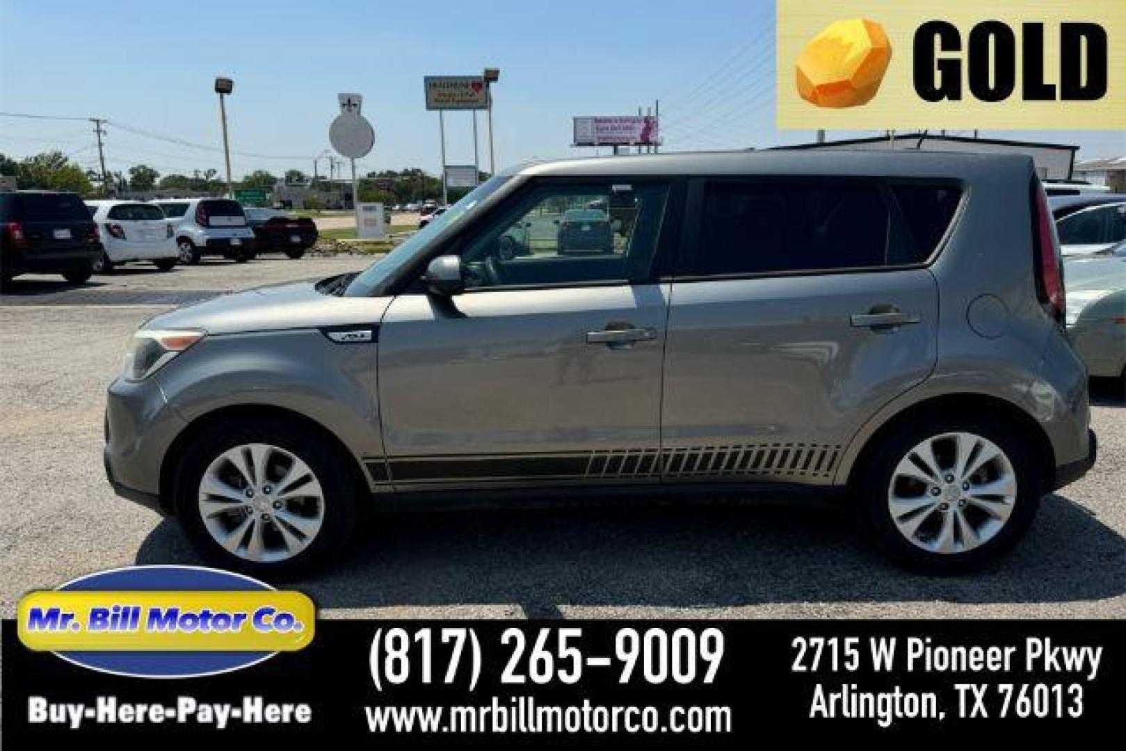 2015 GRAY Kia Soul + (KNDJP3A59F7) with an 2.0L L4 DOHC 16V engine, 6-Speed Automatic transmission, located at 2715 W Pioneer Pkwy, Arlington, TX, 76013, (817) 265-9009, 32.710262, -97.153236 - Photo#0