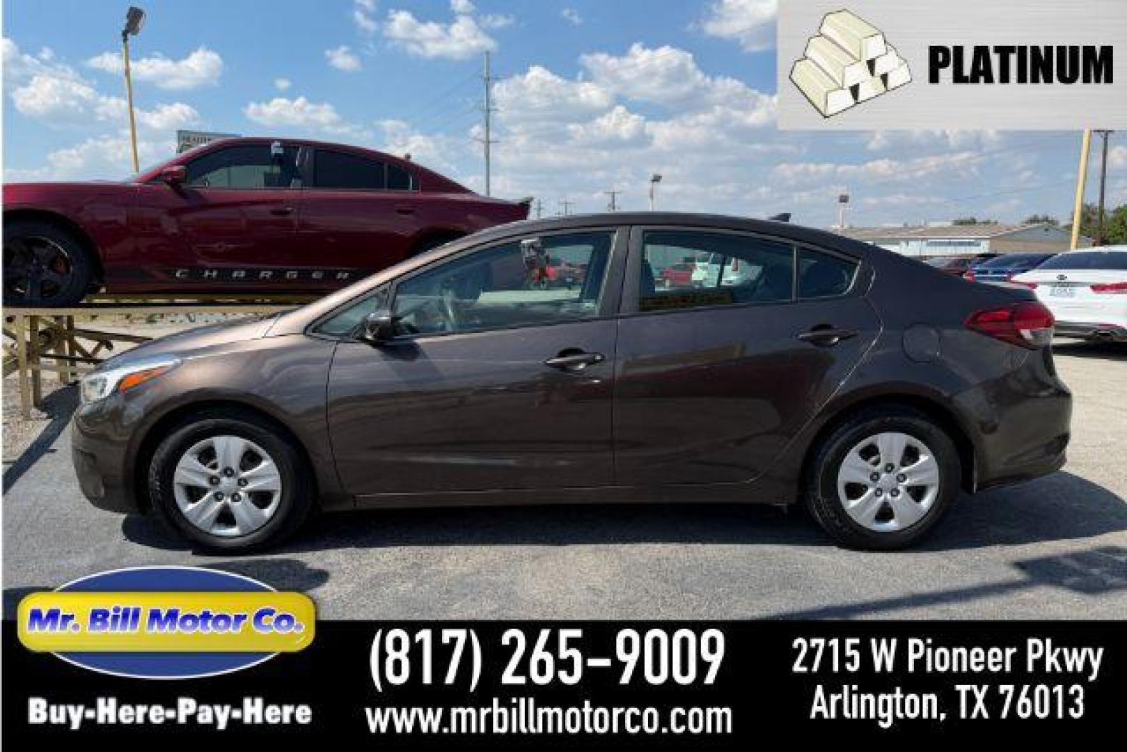2017 BROWN Kia Forte LX 6A (3KPFL4A78HE) with an 2.0L L4 DOHC 16V engine, 6-Speed Automatic transmission, located at 2715 W Pioneer Pkwy, Arlington, TX, 76013, (817) 265-9009, 32.710262, -97.153236 - Photo#0