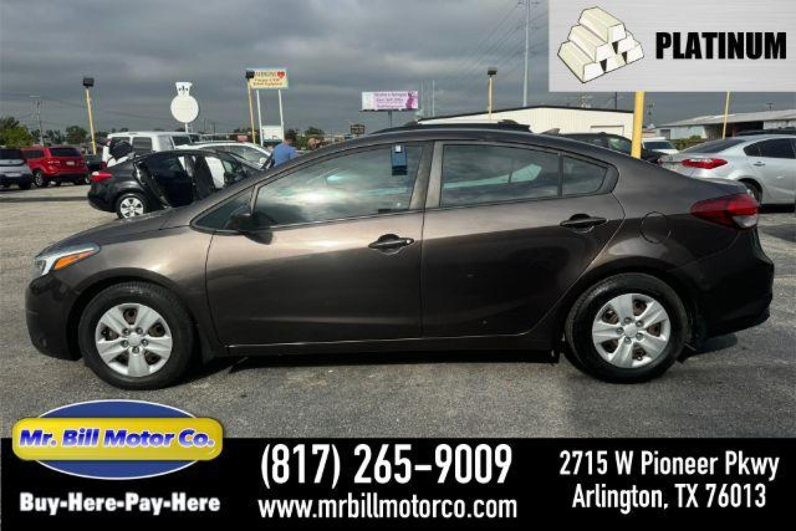 2017 BROWN Kia Forte LX 6A (3KPFK4A76HE) with an 2.0L L4 DOHC 16V engine, 6-Speed Automatic transmission, located at 2715 W Pioneer Pkwy, Arlington, TX, 76013, (817) 265-9009, 32.710262, -97.153236 - Photo#0