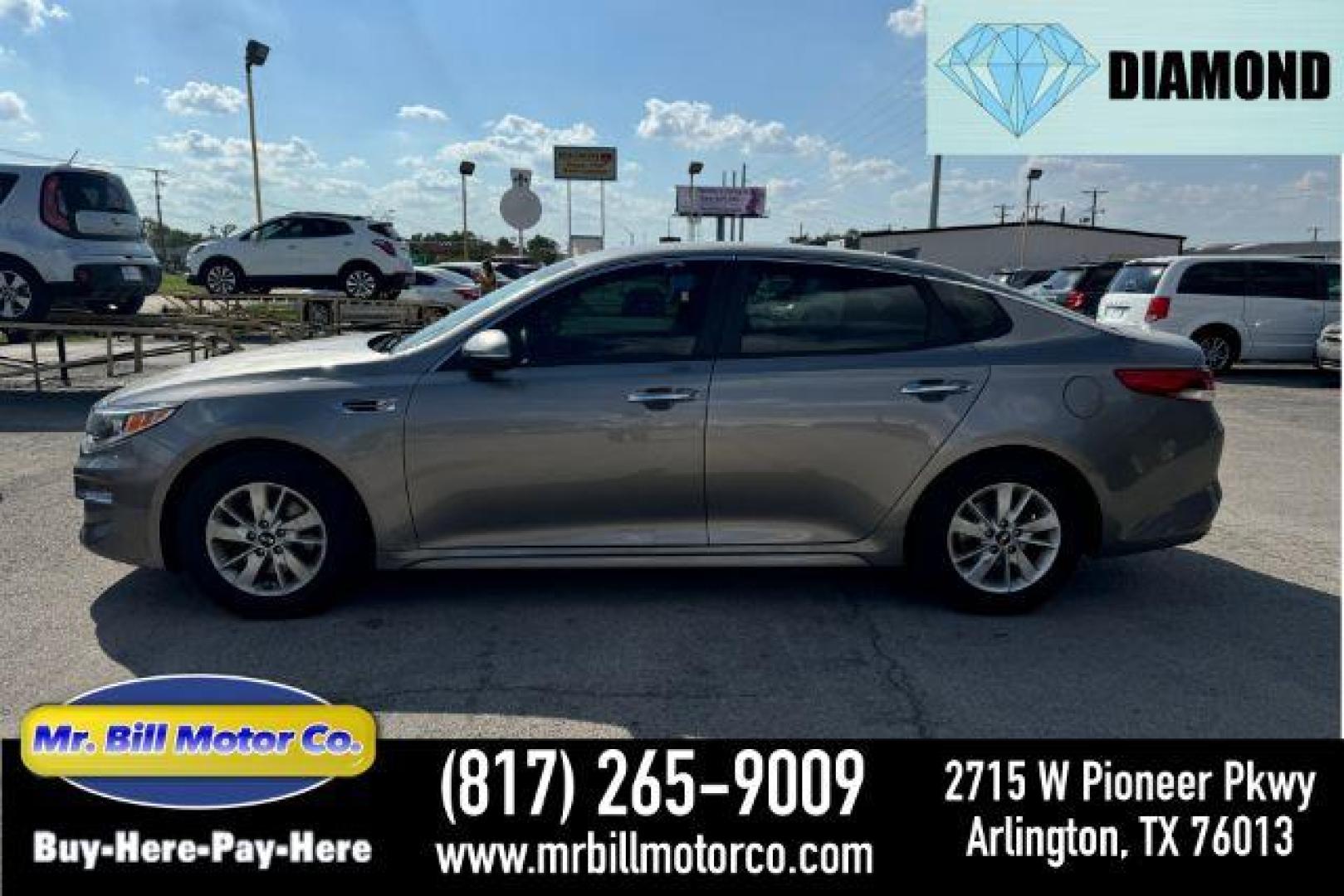 2016 GRAY Kia Optima LX (5XXGT4L37GG) with an 2.4L L4 DOHC 16V engine, 6-Speed Automatic transmission, located at 2715 W Pioneer Pkwy, Arlington, TX, 76013, (817) 265-9009, 32.710262, -97.153236 - Photo#0