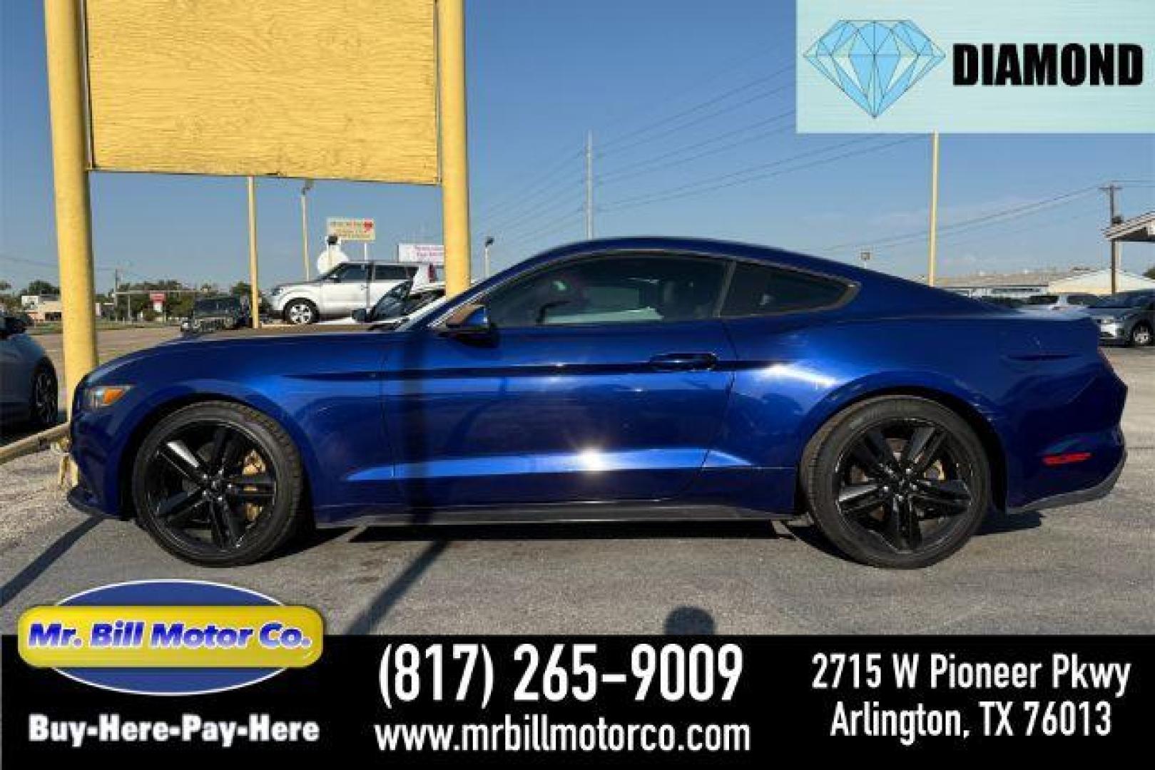 2016 BLUE Ford Mustang EcoBoost Premium Coupe (1FA6P8TH3G5) with an 2.3L L4 DOHC 16V engine, located at 2715 W Pioneer Pkwy, Arlington, TX, 76013, (817) 265-9009, 32.710262, -97.153236 - Photo#0