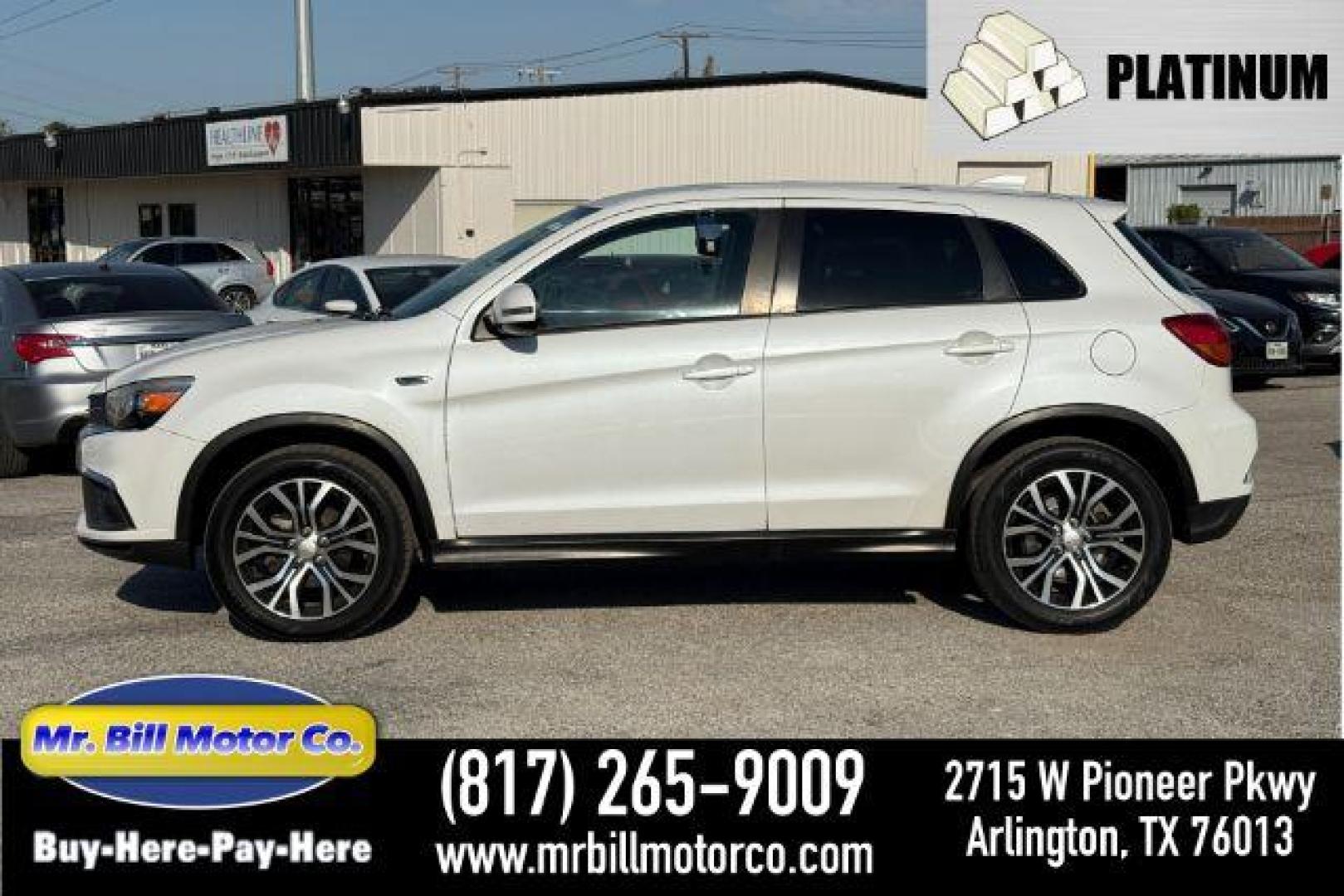 2018 WHITE Mitsubishi Outlander Sport 2.0 ES CVT (JA4AP3AU1JU) with an 2.0L L4 DOHC 16V engine, Continuously Variable Transmission transmission, located at 2715 W Pioneer Pkwy, Arlington, TX, 76013, (817) 265-9009, 32.710262, -97.153236 - Photo#0