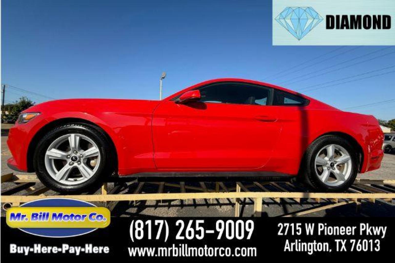 2015 RED Ford Mustang V6 Coupe (1FA6P8AM2F5) with an 3.7L V6 DOHC 24V engine, located at 2715 W Pioneer Pkwy, Arlington, TX, 76013, (817) 265-9009, 32.710262, -97.153236 - Photo#0