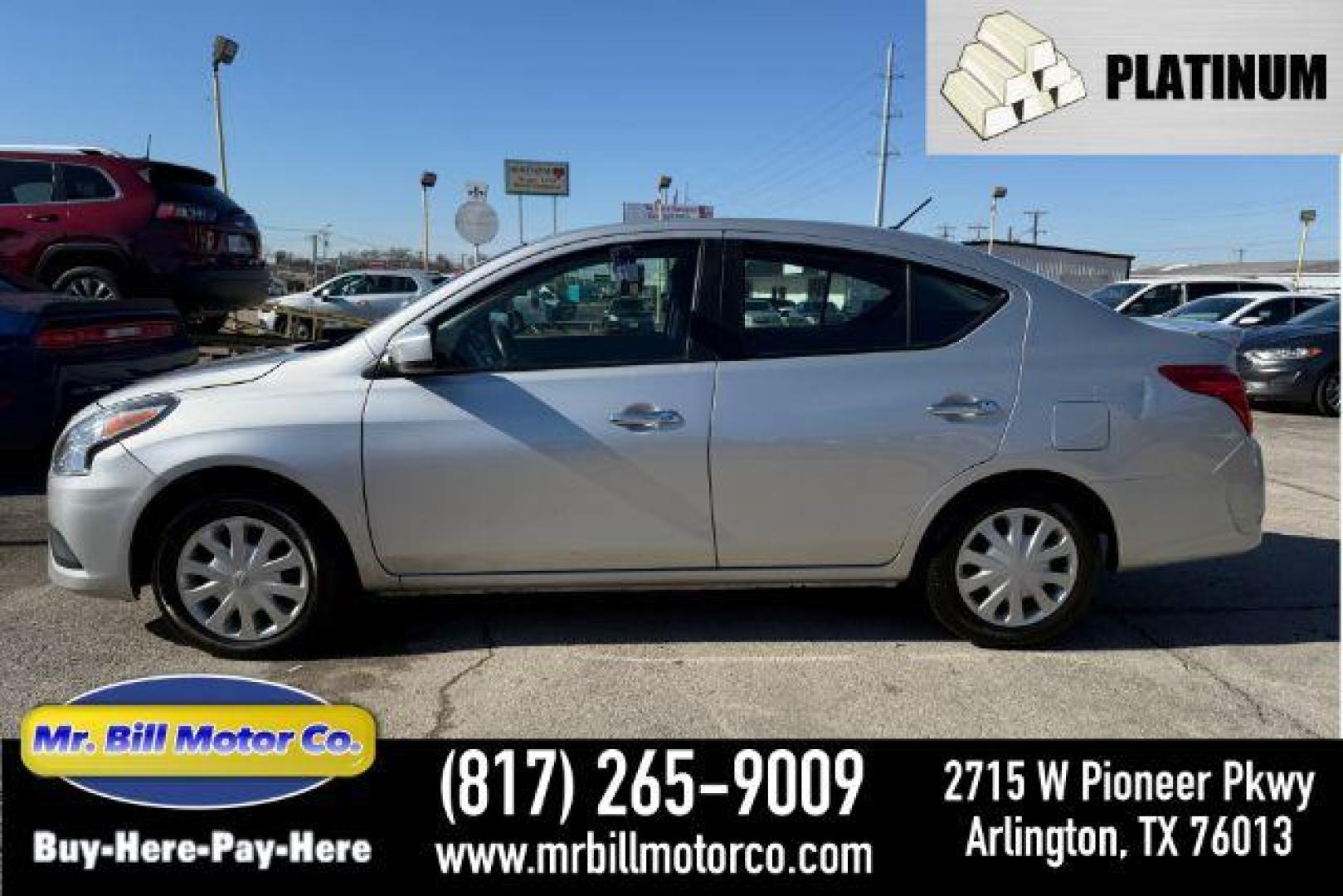 2019 SILVER Nissan Versa 1.6 SV Sedan (3N1CN7AP3KL) with an 1.6L L4 DOHC 16V engine, Continuously Variable Transmission transmission, located at 2715 W Pioneer Pkwy, Arlington, TX, 76013, (817) 265-9009, 32.710262, -97.153236 - Photo#0