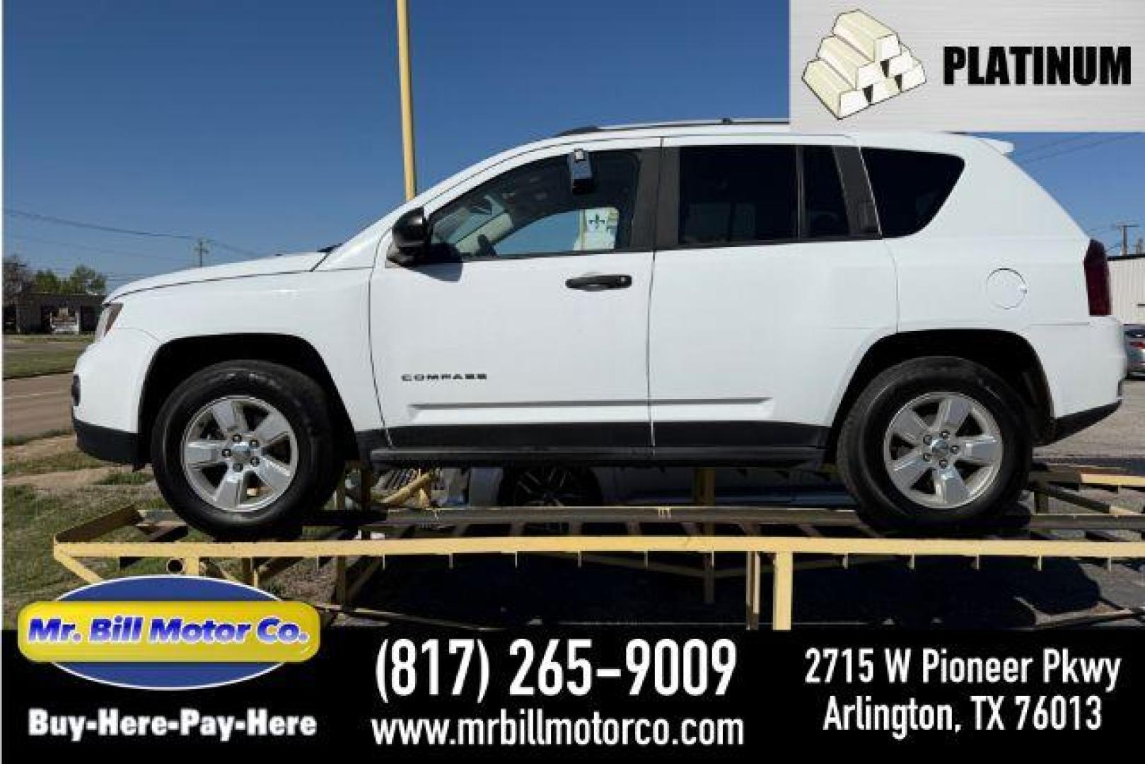 2016 WHITE Jeep Compass Sport (1C4NJCBA4GD) with an 2.4L I-4 DOHC engine, located at 2715 W Pioneer Pkwy, Arlington, TX, 76013, (817) 265-9009, 32.710262, -97.153236 - Photo#0