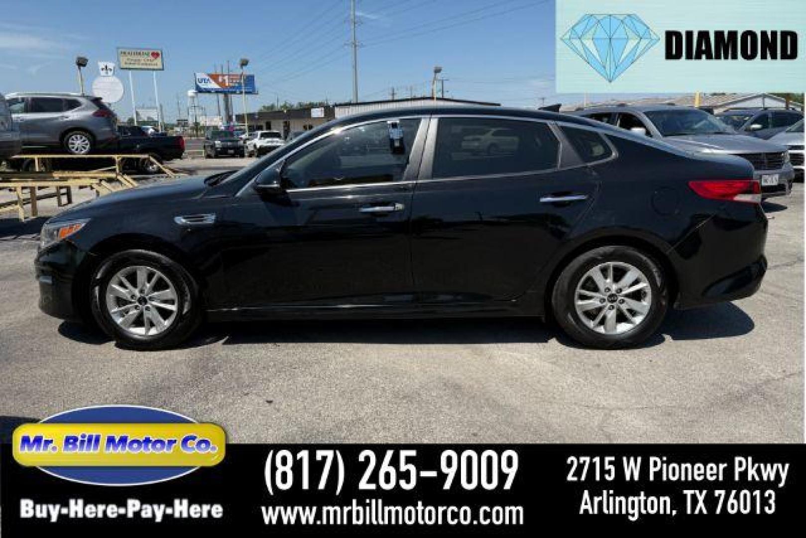2017 BLACK Kia Optima LX (5XXGT4L3XHG) with an Theta II 2.4L I-4 gasoline direct injection engine, located at 2715 W Pioneer Pkwy, Arlington, TX, 76013, (817) 265-9009, 32.710262, -97.153236 - Photo#0