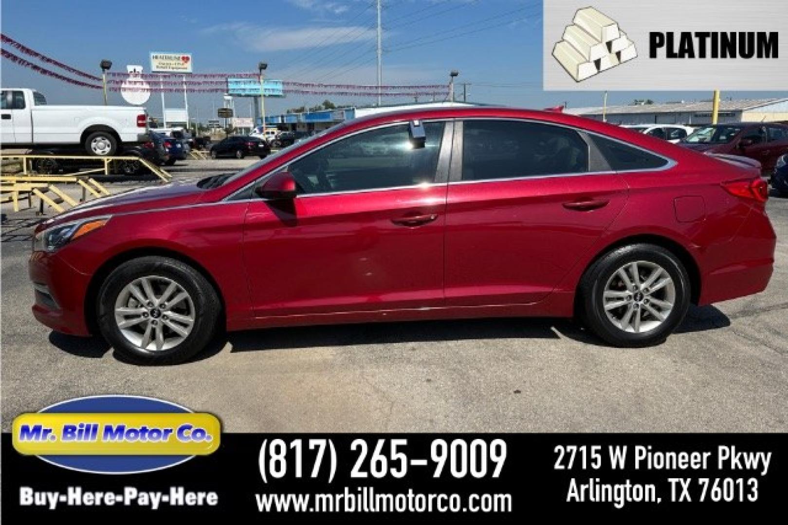2015 RED Hyundai Sonata SE (5NPE24AF8FH) with an 2.4L L4 DOHC 16V engine, 7-Speed Automatic transmission, located at 2715 W Pioneer Pkwy, Arlington, TX, 76013, (817) 265-9009, 32.710262, -97.153236- Photo#0