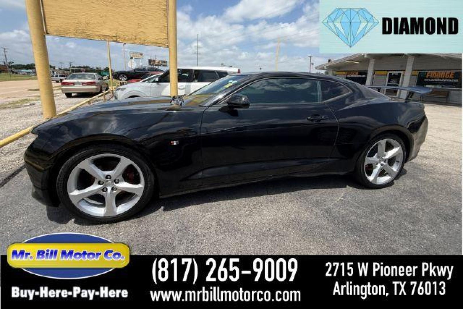 2018 BLACK Chevrolet Camaro 1LT (1G1FB1RX2J0) with an 2L I-4 gasoline direct injection engine, located at 2715 W Pioneer Pkwy, Arlington, TX, 76013, (817) 265-9009, 32.710262, -97.153236 - Photo#0