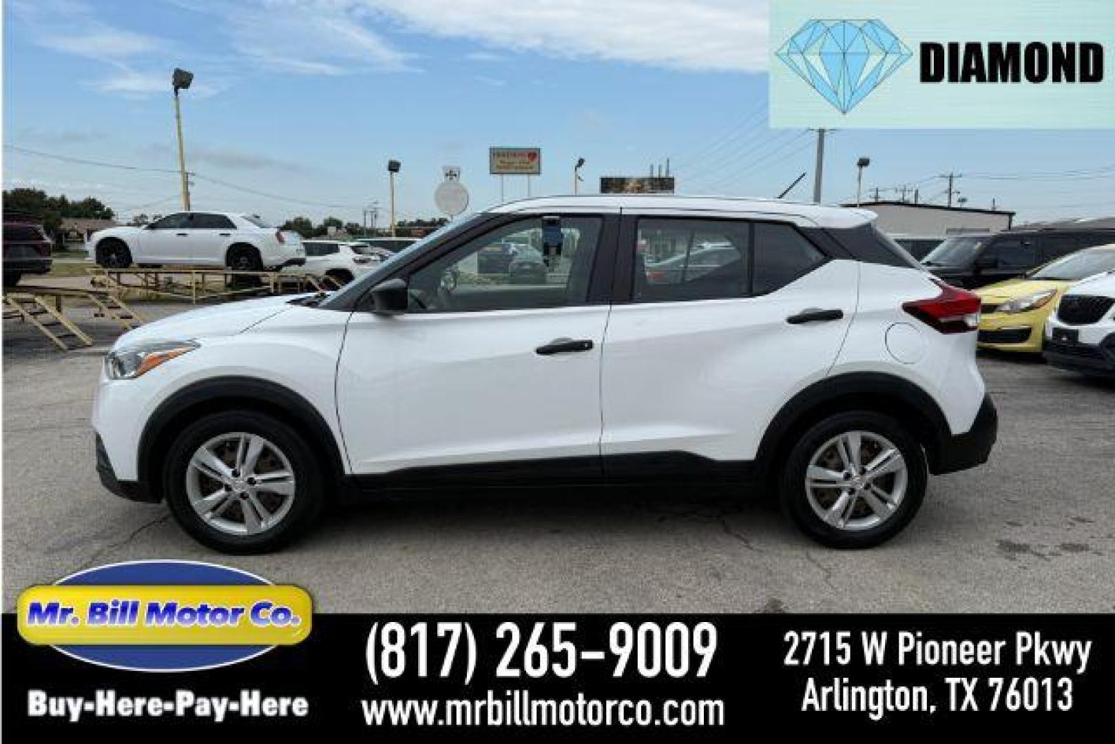 2020 WHITE Nissan Kicks S Xtronic CVT (3N1CP5BVXLL) with an 1.6L I-4 DOHC engine, located at 2715 W Pioneer Pkwy, Arlington, TX, 76013, (817) 265-9009, 32.710262, -97.153236 - Photo#0