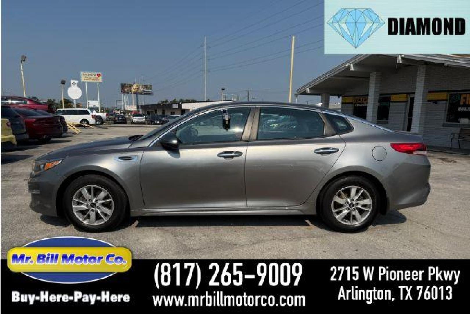 2016 GRAY Kia Optima LX (5XXGT4L31GG) with an Theta II 2.4L I-4 gasoline direct injection engine, located at 2715 W Pioneer Pkwy, Arlington, TX, 76013, (817) 265-9009, 32.710262, -97.153236 - Photo#0