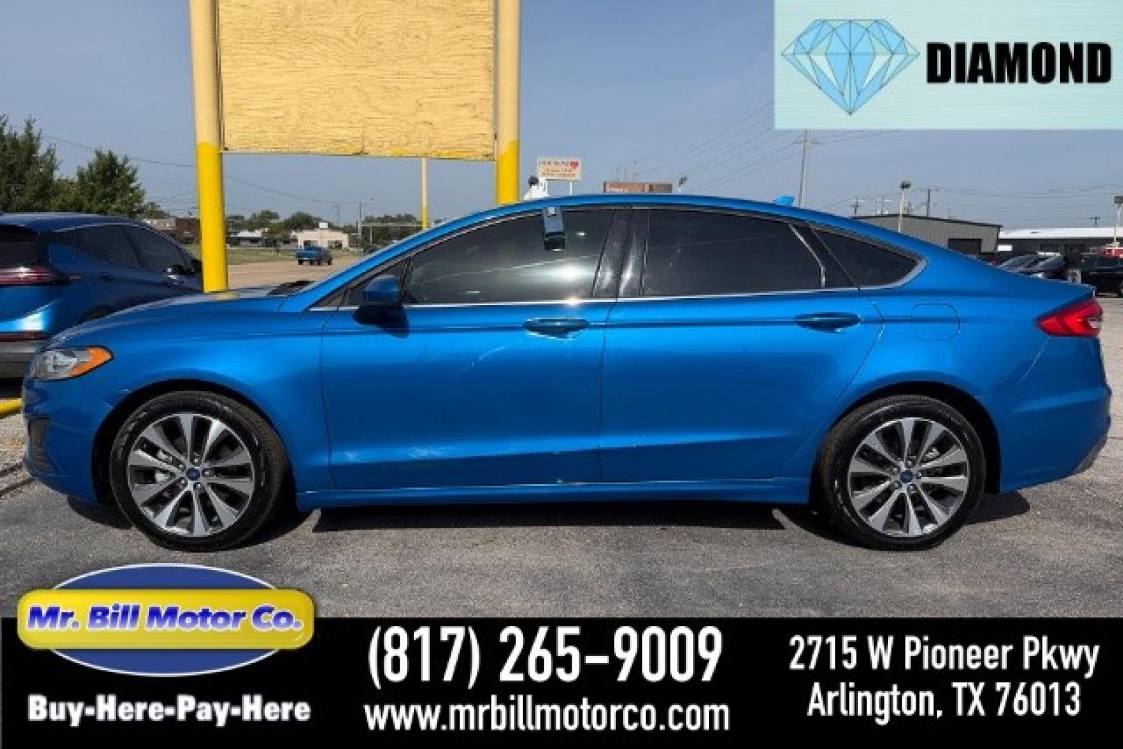 2019 BLUE Ford Fusion SE (3FA6P0T95KR) with an EcoBoost 2L I-4 gaso engine, located at 2715 W Pioneer Pkwy, Arlington, TX, 76013, (817) 265-9009, 32.710262, -97.153236- Photo#0