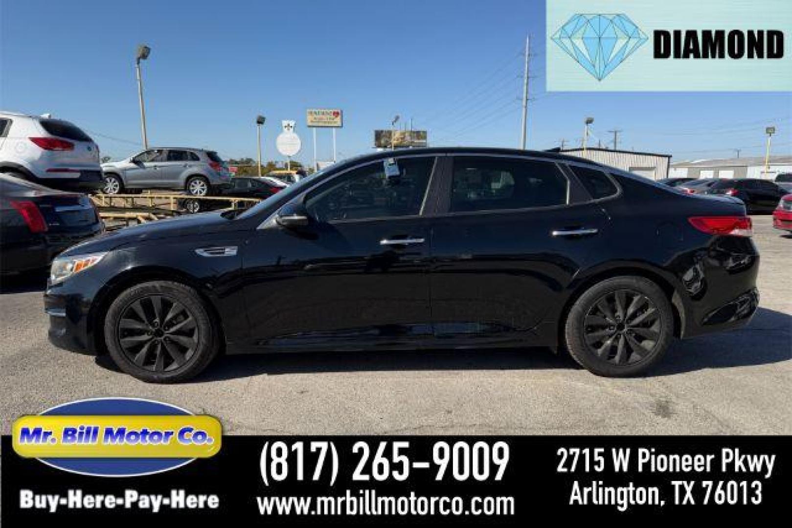 2018 BLACK Kia Optima EX (5XXGU4L34JG) with an Theta II 2.4L I-4 gasoline direct injection engine, located at 2715 W Pioneer Pkwy, Arlington, TX, 76013, (817) 265-9009, 32.710262, -97.153236 - Photo#0