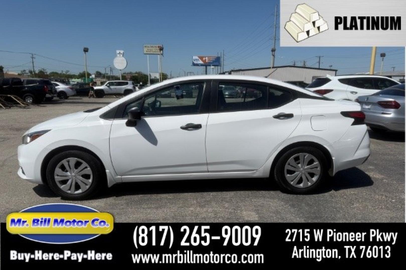 2020 WHITE Nissan Versa S Xtronic CVT (3N1CN8DV7LL) with an 1.6L I-4 DOHC engine, located at 2715 W Pioneer Pkwy, Arlington, TX, 76013, (817) 265-9009, 32.710262, -97.153236- Photo#0