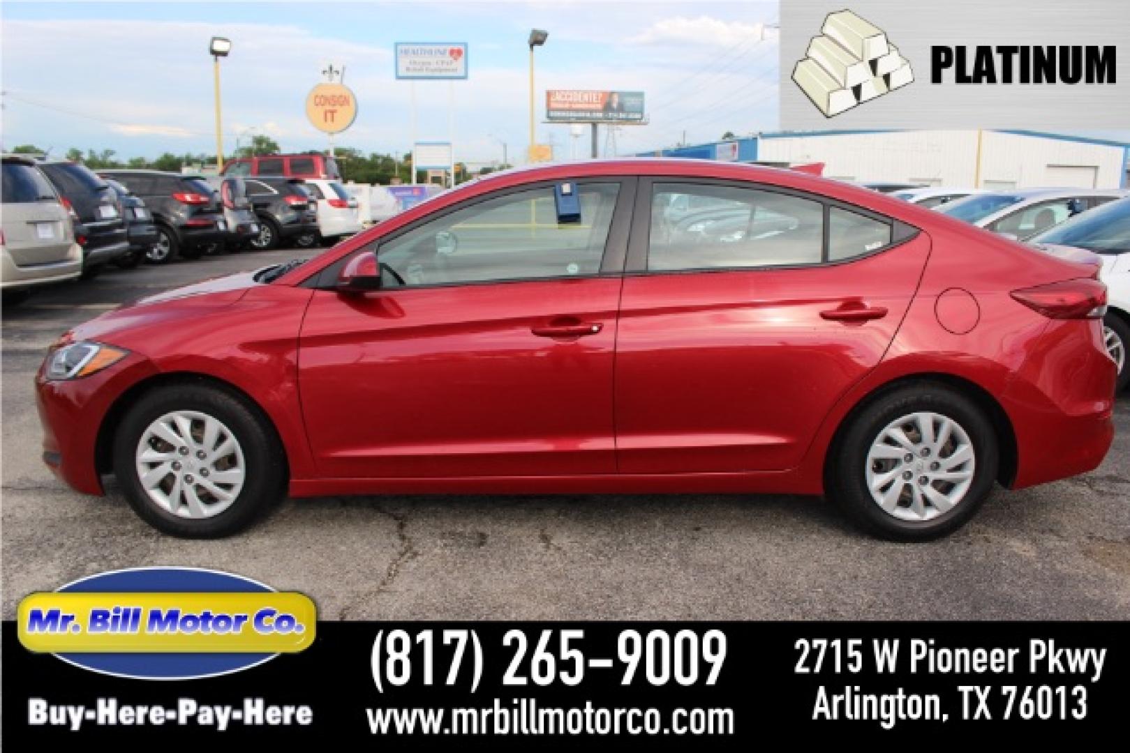 2017 RED Hyundai Elantra SE (5NPD84LFXHH) with an Nu 2L I-4 DOHC engine, located at 2715 W Pioneer Pkwy, Arlington, TX, 76013, (817) 265-9009, 32.710262, -97.153236- Photo#0
