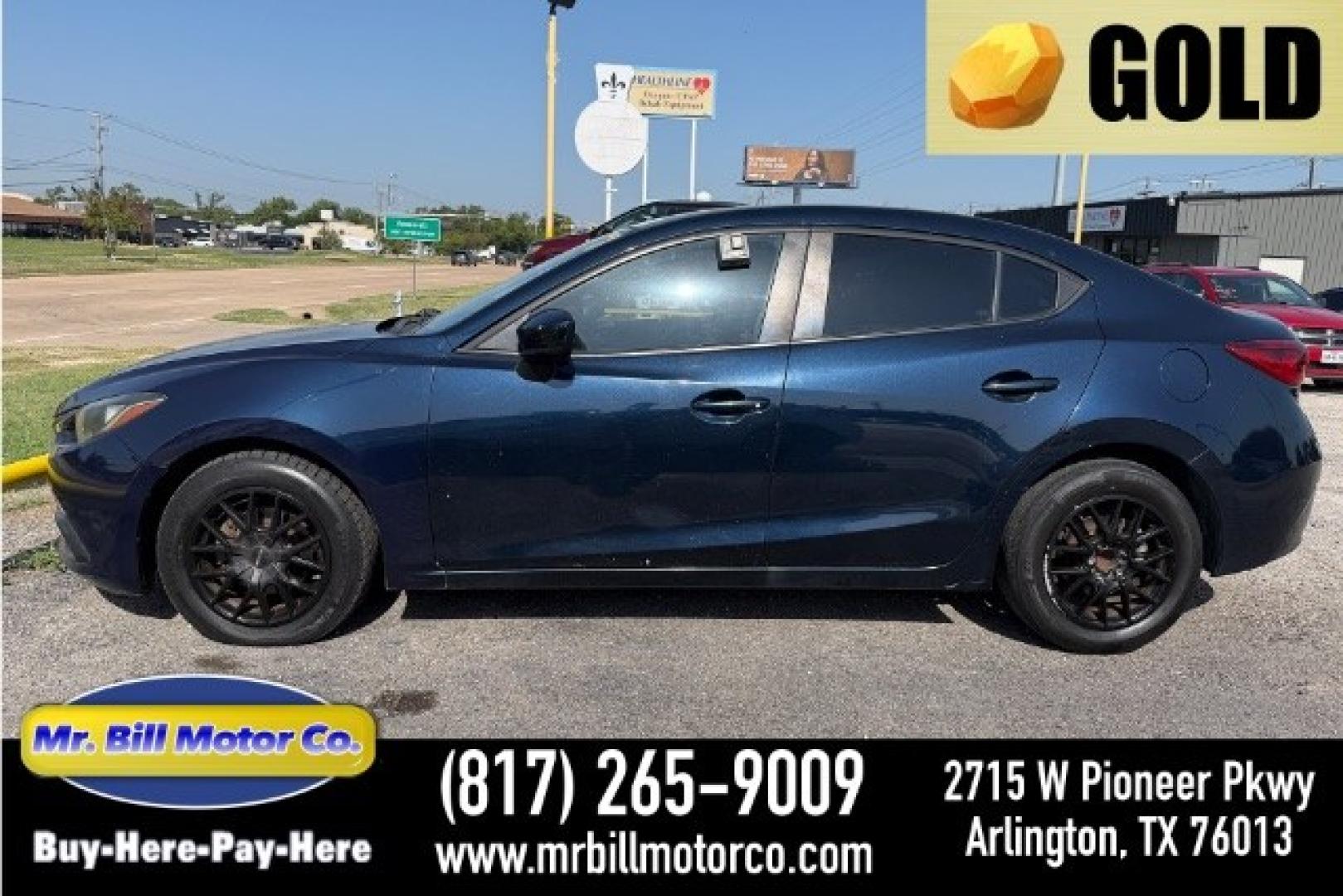 2014 BLUE Mazda MAZDA3 i Sport AT 4-Door (JM1BM1U77E1) with an 2.0L L4 DOHC 16V engine, 6-Speed Automatic transmission, located at 2715 W Pioneer Pkwy, Arlington, TX, 76013, (817) 265-9009, 32.710262, -97.153236- Photo#0